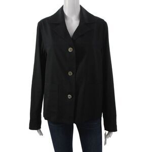 Estelle & Finn Womens Basic Jacket Black Linen Button Long Sleeve Size 8
